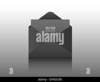 Vektor-Umschlag. Schwarz eröffnet isoliert auf einem Hintergrund. Realistische Nachbildung. Stock Vektor