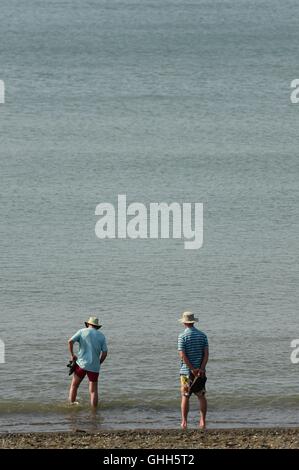 Aberystwyth Wales UK, Mittwoch, 14. September 2016 UK Wetter: Menschen amüsieren sich in der heißen Sonne in Aberystwyth an der Westküste von Wales.   September "Mini Hitzewelle" weiter, mit der Temperatur erreichen hohe 20 an den Ufern des Cardigan Bay Photo Credit: Keith Morris / Alamy Live News Stockfoto