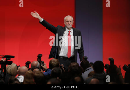 Liverpool, Vereinigtes Königreich. 28. September 2016. Jeremy Corbyn Mp Labour Party Leader Labour Party Conference 2016 der Acc Liverpool, Liverpool, England 28. September 2016 die Labour Party Konferenz 2016 an der Acc Liverpool, Liverpool, England-Credit: Allstar Bild Bibliothek/Alamy Live-Nachrichten Stockfoto