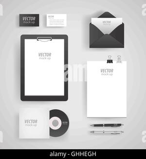 Premium-CI-Vorlage-Set. Geschäft Schreibwaren Mock-up mit Logo.  der Umschlag, Karte, Ordner usw.. Vektor-Illustration. Stock Vektor