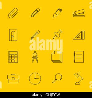 Bildung-Briefpapier-Gliederung-Icon-Set, dünne Linie, Vektor-illustration Stock Vektor
