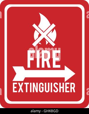 Flamme Feuer Schild Feuerlöscher verboten Symbol Vektorgrafik Stock Vektor