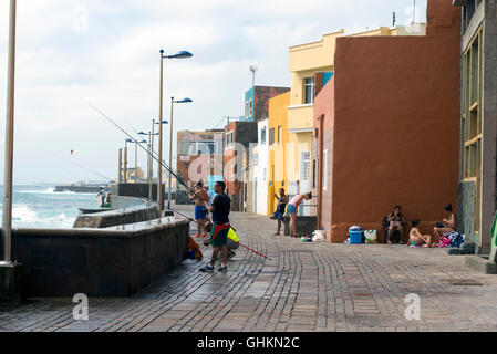 LAS PALMAS, GRAN CANARIA, Spanien - 31. Juli 2016: zeigen Sie Fischen Bezirk von San Cristobal, südlich von Las Palmas auf Gran Canaria, Ca an Stockfoto