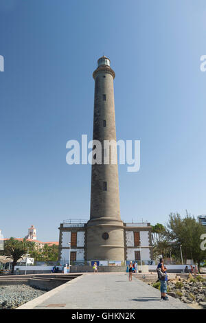 MASPALOMAS, GRAN CANARIA - 2. August 2016: Leuchtturm von Maspalomas Strand, in der Gemeinde San Bartolome de Tirajana, Gr Stockfoto