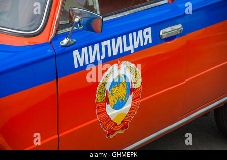 Retro-Auto Verkehr Polizeistaat der Sowjetunion 1980 Release Stockfoto