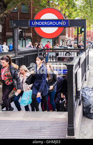 Chancery Lane u-Bahnstation, London, England, Großbritannien Stockfoto