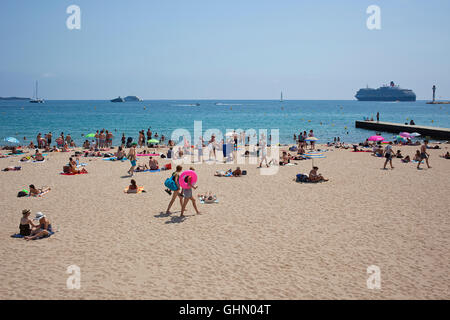 Cannes Beach, Plage de la Croisette, Frankreich Stockfoto