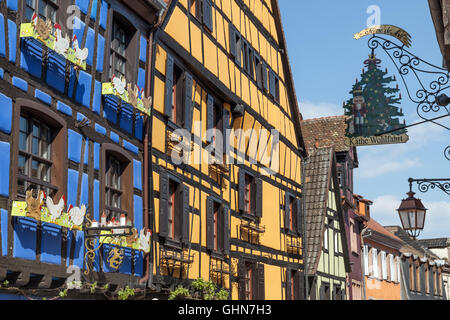 Bunte und malerische Dorf in Riquewihr. Stockfoto