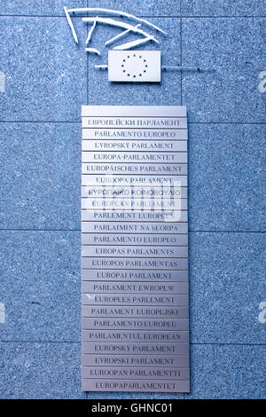 Mitglieder der Europäischen Union an der Wand von den Gebäuden des Europäischen Parlaments in Brüssel, Belgien Stockfoto