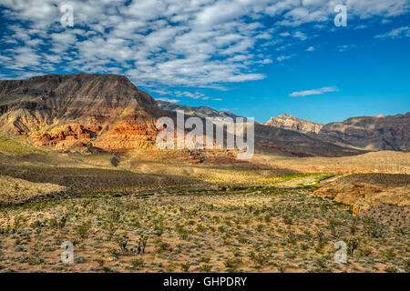 Jungfrau-Berge über Virgin River Gorge, Blick vom i-15 Interstate Autobahn, Arizona Strip Distrikt, Arizona, USA Stockfoto