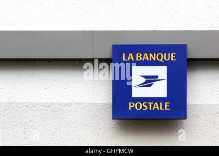 Banque postale Logo an der Wand Stockfoto