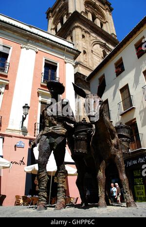 Statue von Mann mit Esel durch die Kathedrale in der Plaza De La Romanilla, Granada, Provinz Granada, Andalusien, Spanien, Westeuropa Stockfoto