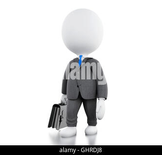 3D Illustration. Geschäftsmann mit seinem Aktenkoffer. Business-Konzept. Isolierten weißen Hintergrund Stockfoto