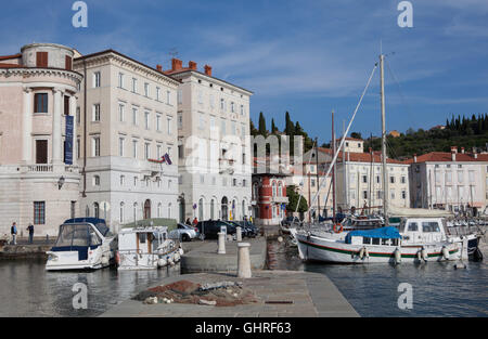 Hafen in Piran, Slowenien. Stockfoto