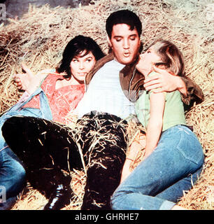 Kissin Vetter Szene Mit YVONNE CRAIG (l.), ELVIS PRESLEY Und PAMELA AUSTIN. Regie: Gene Nelson aka. Kissin ' Cousins Stockfoto