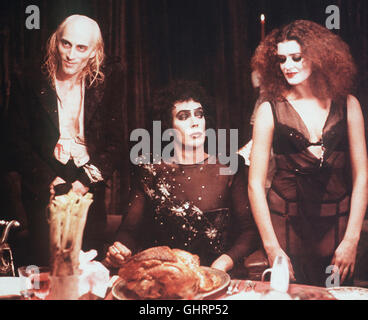 DIE ROCKY HORROR PICTURE SHOW RICHARD O'BRIAN (Riff Raff), TIM CURRY (Dr. Frank N. Furter), PATRICIA QUINN (Magenta)-Regie: Jim Sharman aka. Die Rocky Horror Picture Schow Stockfoto