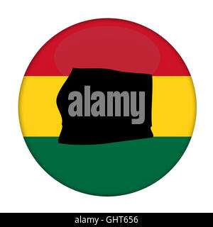 Äquatorial-Guinea Karte auf Knopfdruck Rastafari Flagge, weißen Hintergrund. Stockfoto