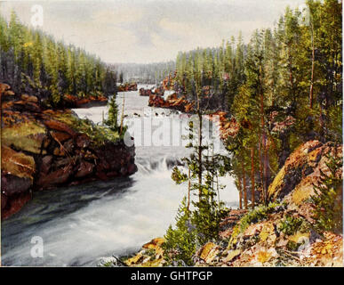 Geyserland - Union Pacific-Oregon kurze Line Railroad zum Yellowstone National Park - Verbindung mit transkontinentalen Züge aus allen verweist Ost und West von dort durch den Park von der Stockfoto