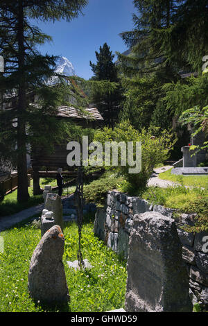 Die gefallenen Bergsteiger Friedhof, Zermatt, Schweiz Stockfoto