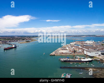 Der Blick über Portsmouth Harbour Portsdown Hügel und Fareham Blickrichtung Nord-Ost Stockfoto