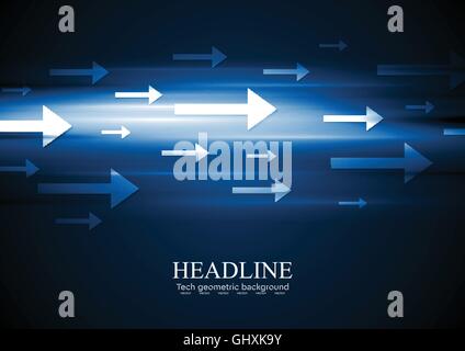 Hi-Tech dunkelblauem mit Pfeilen. Blau leuchtende Technologie geometrischen Vektor-design Stock Vektor