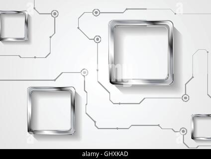 Abstrakte Technik Hintergrund mit Linien und metallischen Plätzen. Vector Illustration layout Stock Vektor