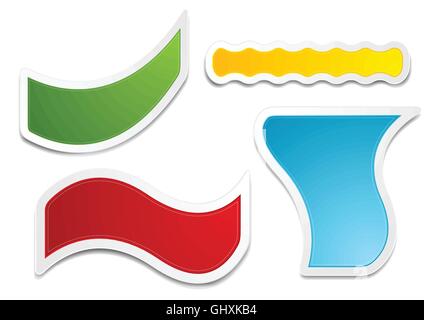 Hellen Web Aufkleber Vektor-Design. Sammlung von bunten wellig Fahnen, Web Etiketten Band Vorlagenhintergrund. Web leere Aufkleber b Stock Vektor