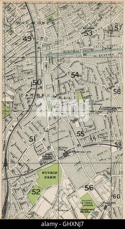 LONDON S. Camberwell Walworth Dänemark Hill East Dulwich Surrey Canal, 1935 Karte Stockfoto