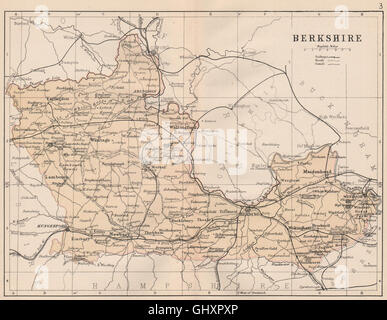 BERKSHIRE: Antike Grafschaft Landkarte. Eisenbahn-Straßen-Kanäle. PHILIP, 1882 Stockfoto