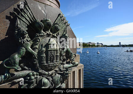 Kopenhagen, Dänemark - 21. Juli 2016: Das Wappen von Kopenhagen auf der Brücke Stockfoto