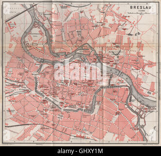 Antike Stadt BRESLAU WROCŁAW plan Miasta I. Wroclaw. Polen Mapa, 1886 Stockfoto