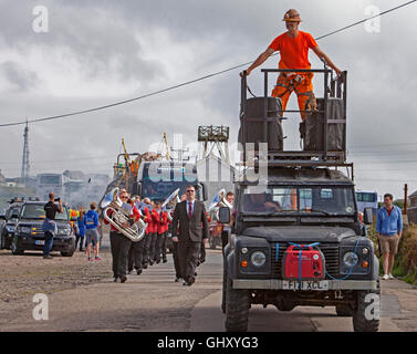 Höchste Marionette in der ganzen Welt besuche Geevor Tin Mine in COrnwall, Großbritannien Stockfoto