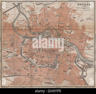 Antike Stadt BRESLAU WROCŁAW plan Miasta I. Wroclaw. Polen Mapa, 1900 Stockfoto