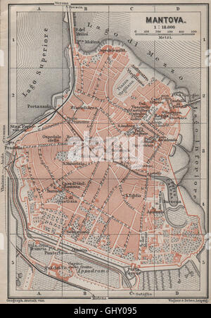 MANTOVA (MANTUA) antiken Stadt Stadt Plan Klavier interne. Italien-Mappa, 1909 Stockfoto