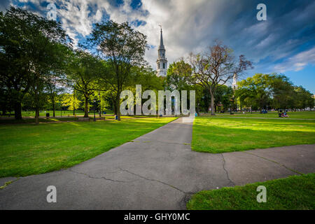 Gehwege in New Haven Green in der Innenstadt von New Haven, Connecticut. Stockfoto