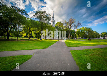 Gehwege in New Haven Green in der Innenstadt von New Haven, Connecticut. Stockfoto