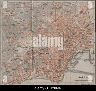 NAPOLI Neapel antiken Stadt Stadt Plan Klavier interne. Italien-Mappa, 1909 Stockfoto
