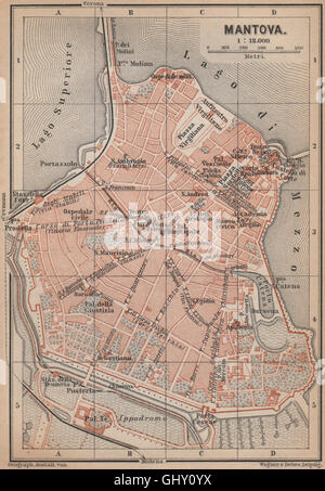 MANTOVA (MANTUA) antiken Stadt Stadt Plan Klavier interne. Italien-Mappa, 1895 Stockfoto