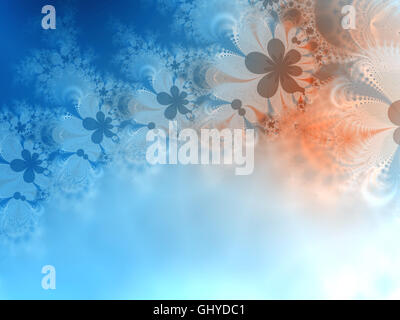 Schönen blauen und braunen floral Fraktale Hintergrund. Stockfoto