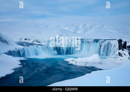 Goðafoss im Winter, Bárðardalur Bezirk North Central Island Stockfoto