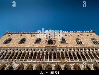 Doge's Palace schoss von Molo Level nach oben. Venedig, Italien. Stockfoto