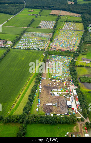 Luftaufnahme, Ruhrpott Rodeo, Parkplatz, Campingplatz, Punk-Festival, Musik-Festival auf dem Flughafen Schwarze Heide Bottrop, Stockfoto