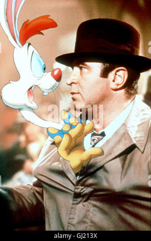 FALSCHES SPIEL MIT ROGER RABBIT-ROGER RABBIT Sucht Hilfe Bei Privatdetektiv Eddie Valiant (BOB HOSKINS). Regie: USA 1988 aka. Falsches Spiel mit Roger Rabbit? Stockfoto