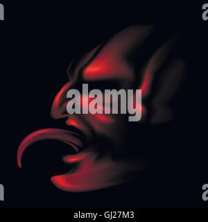 Des Teufels Gesicht vor Wut mit offenem Mund und Zunge. Stock Vektor