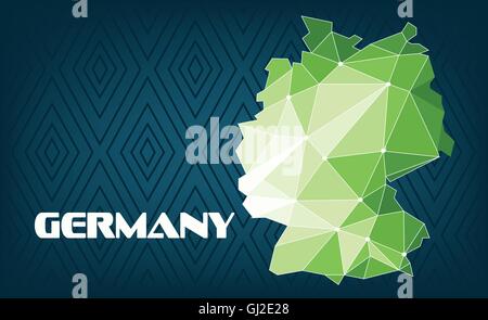 Deutschland-Land-Map-Design mit grünen und weißen Dreiecken auf dunkelblauem Hintergrund mit Quadraten. Digitale Vektor-Bild Stock Vektor
