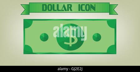 Dollar-Symbol mit Geld Design und Band, flachen Stil. Digitale Vektor-Bild Stock Vektor