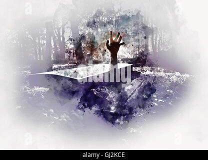 Hand, steigt aus dem Grab heraus Stockfoto
