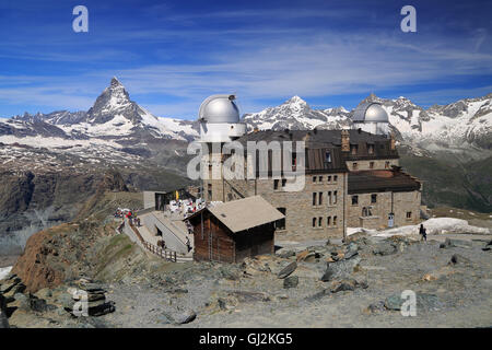 Matterhorn-Gipfel vom Gornergrat Berg, Schweiz Stockfoto