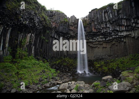 Svartifoss Wasserfälle, Vatnajökull-Nationalpark, Island Stockfoto