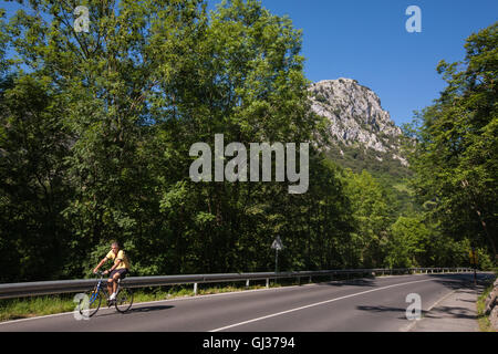 Wandern kümmert sich Schlucht in Picos de Europa, Asturien, Spanien, Europa. Stockfoto